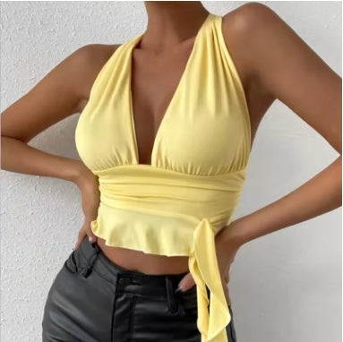 V-neck Pleated Top