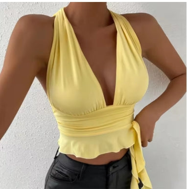 V-neck Pleated Top