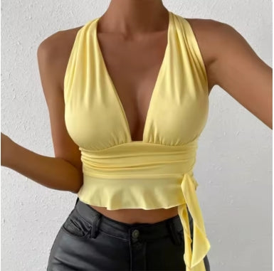 V-neck Pleated Top