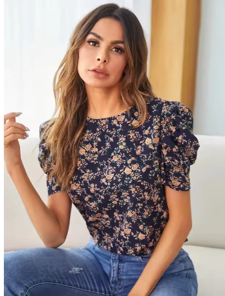 Floral Puffed Sleeve Blouse