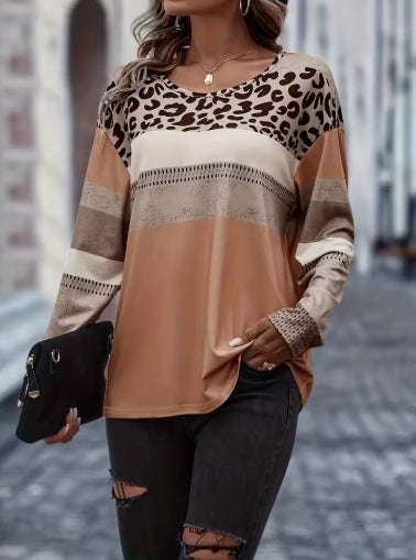 Color Block Leopard Shirt