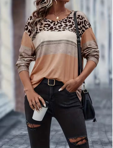 Color Block Leopard Shirt