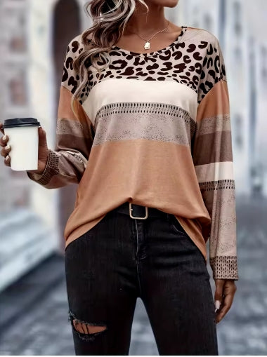 Color Block Leopard Shirt