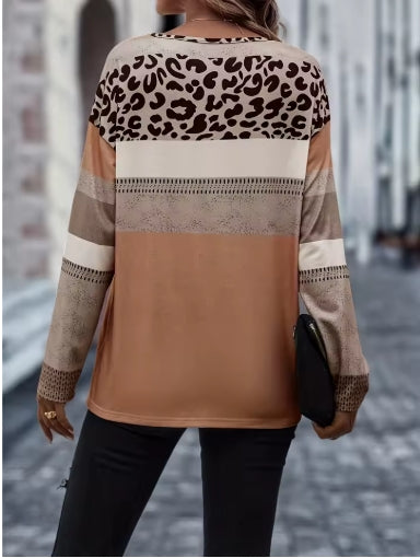 Color Block Leopard Shirt