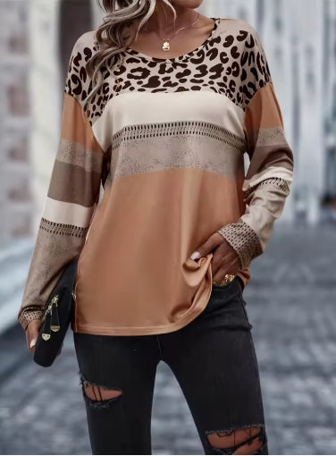 Color Block Leopard Shirt